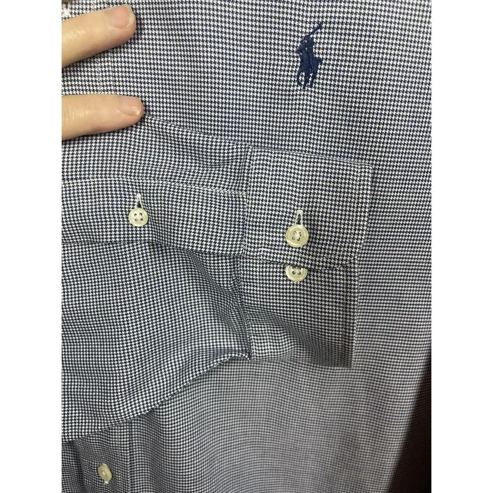 Ralph Lauren Men's 17-35 Navy White Check Cotton Yarmouth XL Button Down Classic